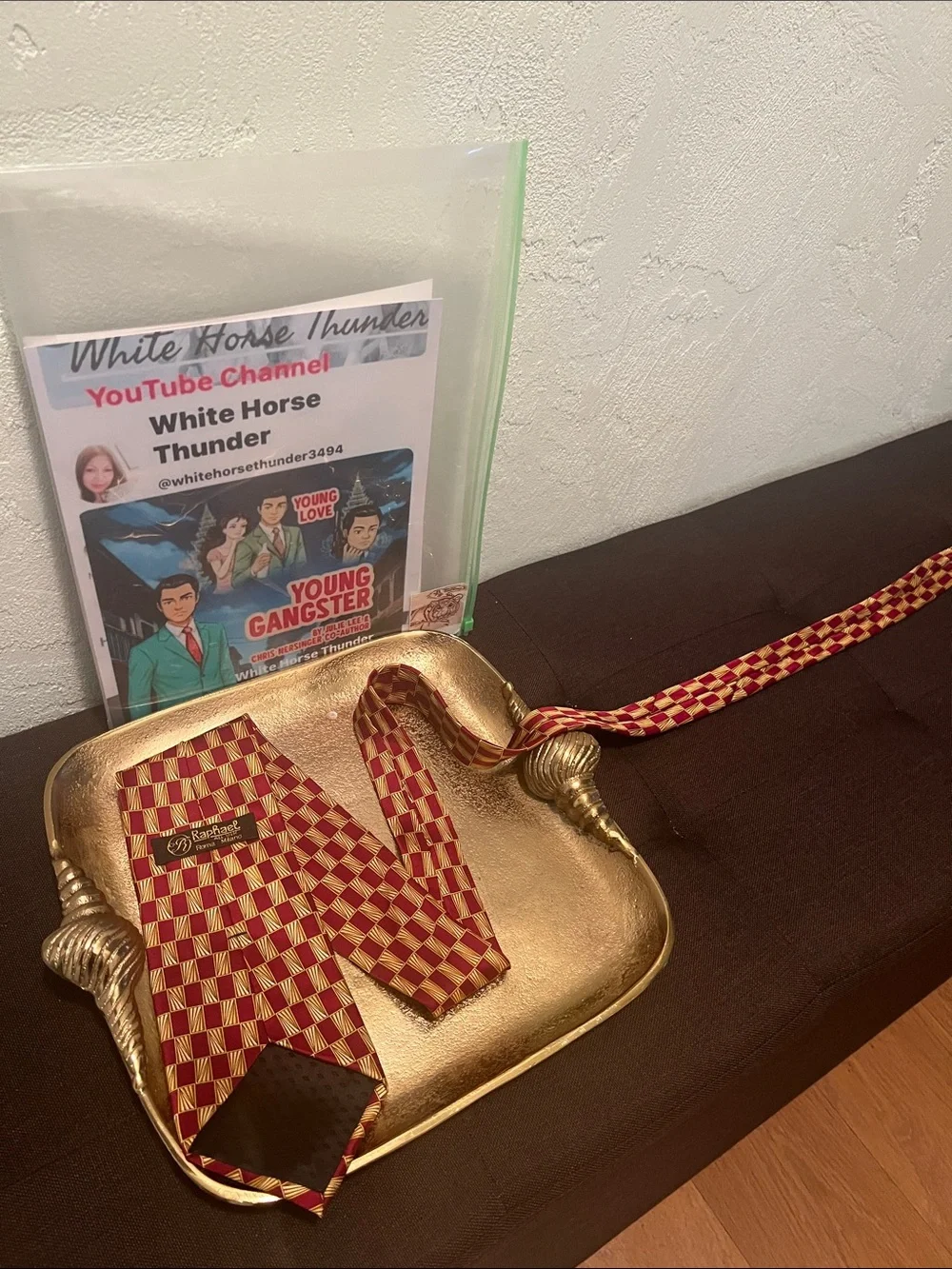 Raphael Red and Gold Checked Silk Tie Set - Picture 5 of 16
